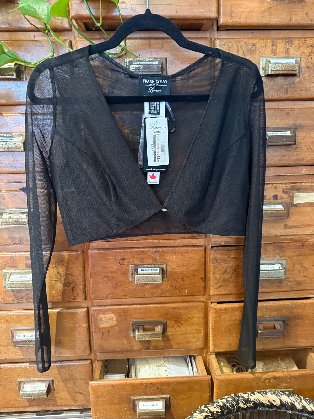Frank Lyman Design Black Sheer Mesh Bolero Shrug